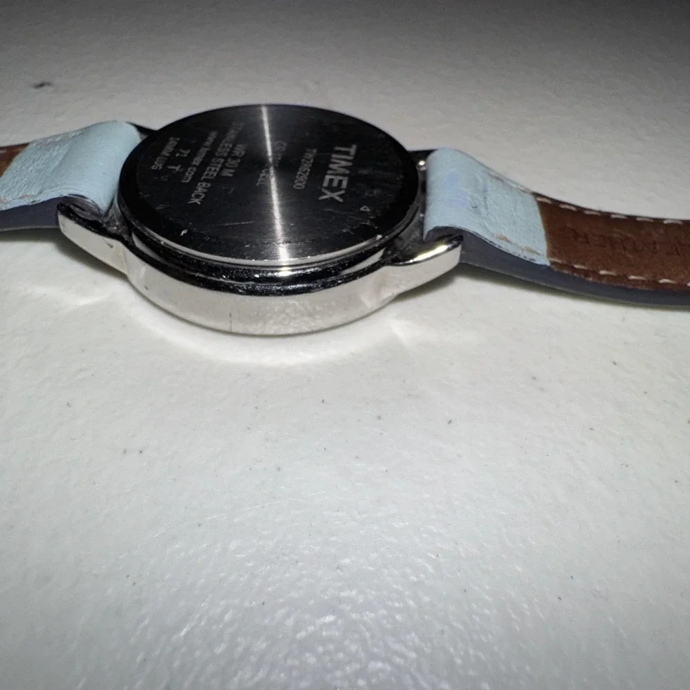 Timex Color Pop Watch Women 30mm Silver Tone Blue Easy Reader Indiglo New Batter